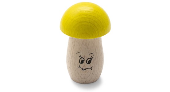 Pilz-Shaker gelb aus Buche mit hoher Klangfarbe